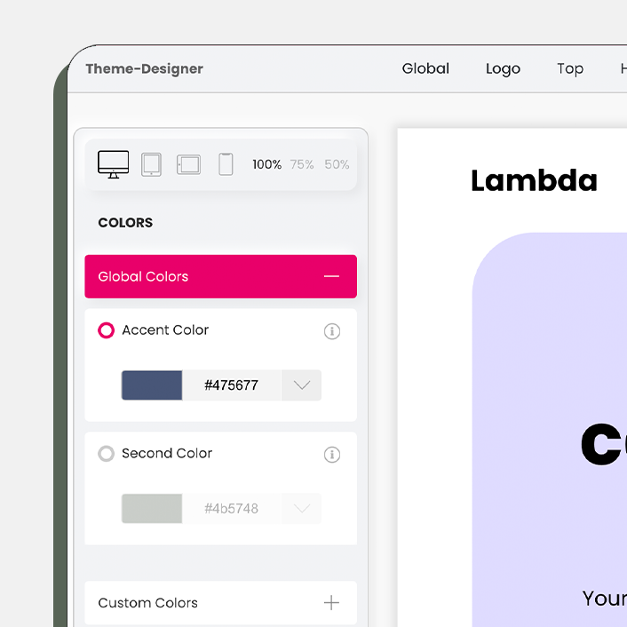 Design live anpassen – direkt im Frontend