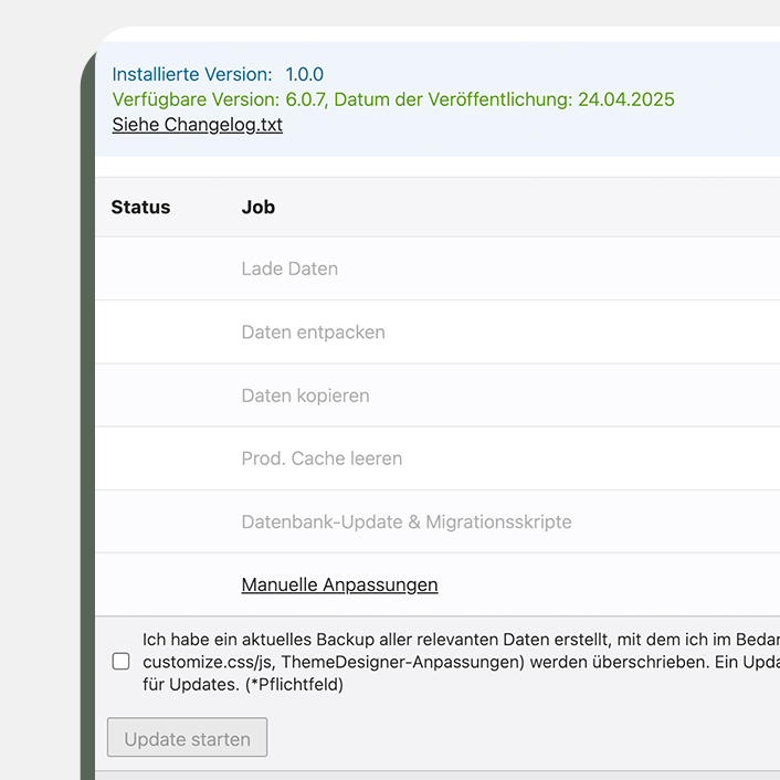 Contao Theme updaten per Klick