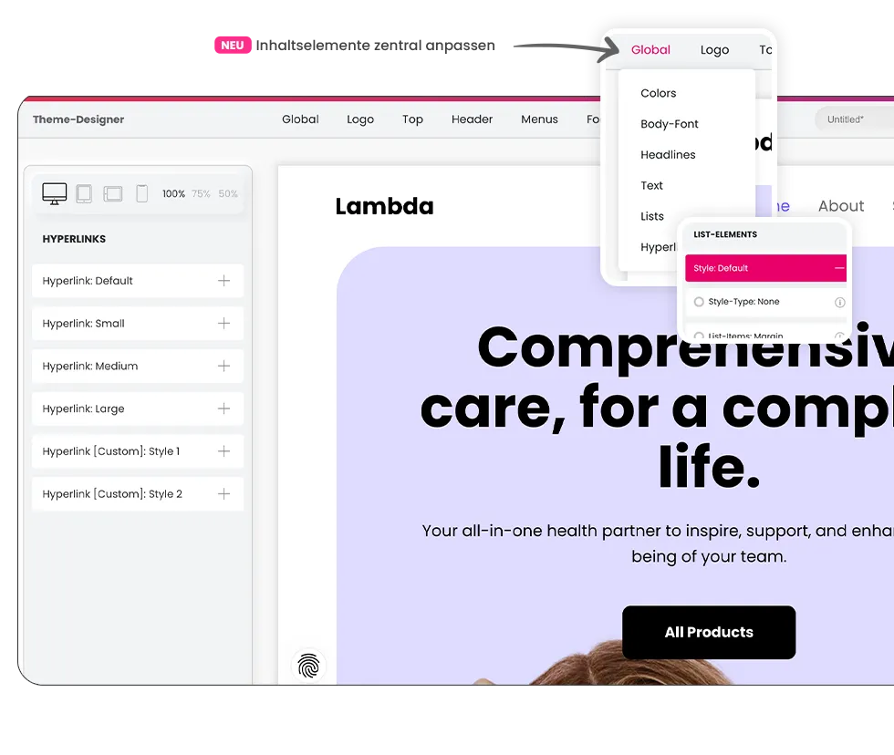 Der neue Theme-Designer Der neue Theme-Designer