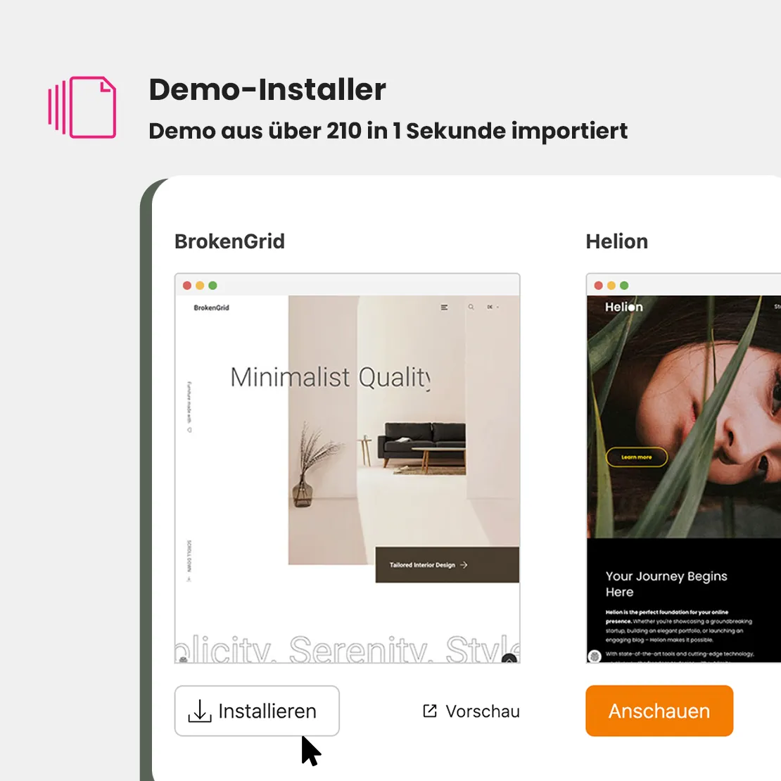 Demo anlegen mit einem Klick