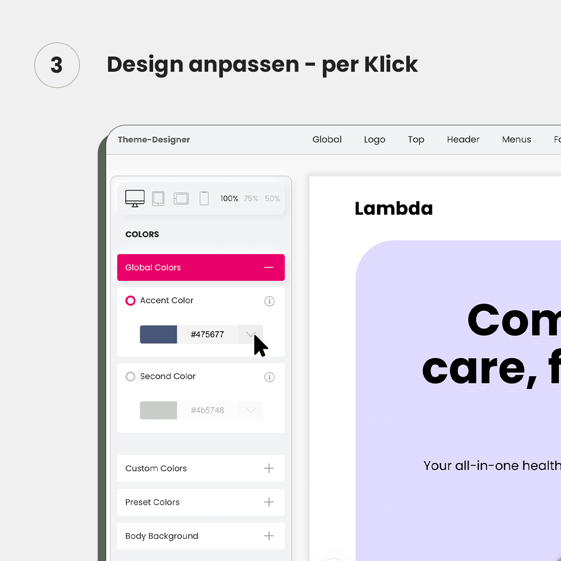 Design per Klick im Frontend anpassen
