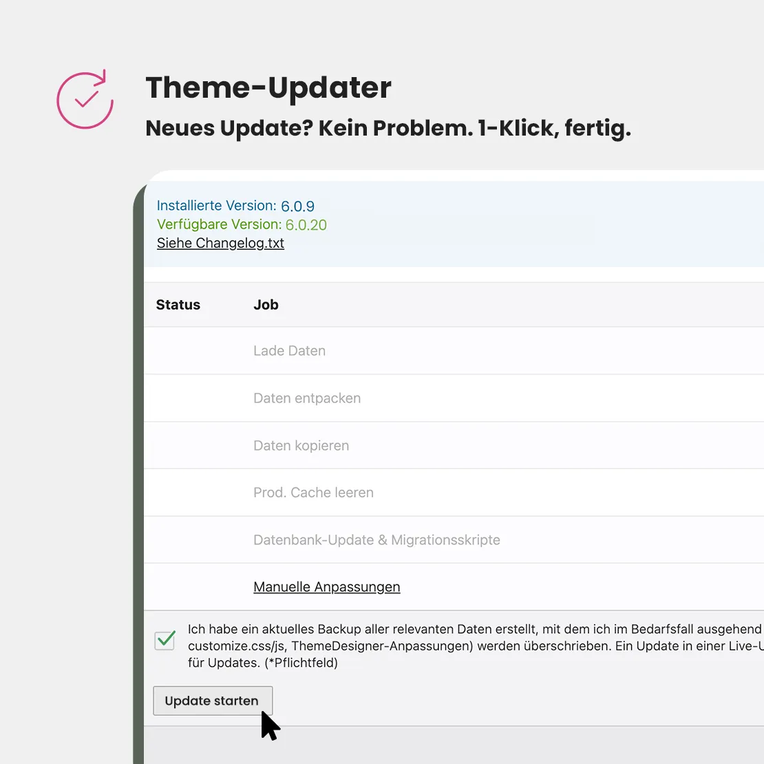 Theme-Updater. Updaten per Klick im Contao Backend